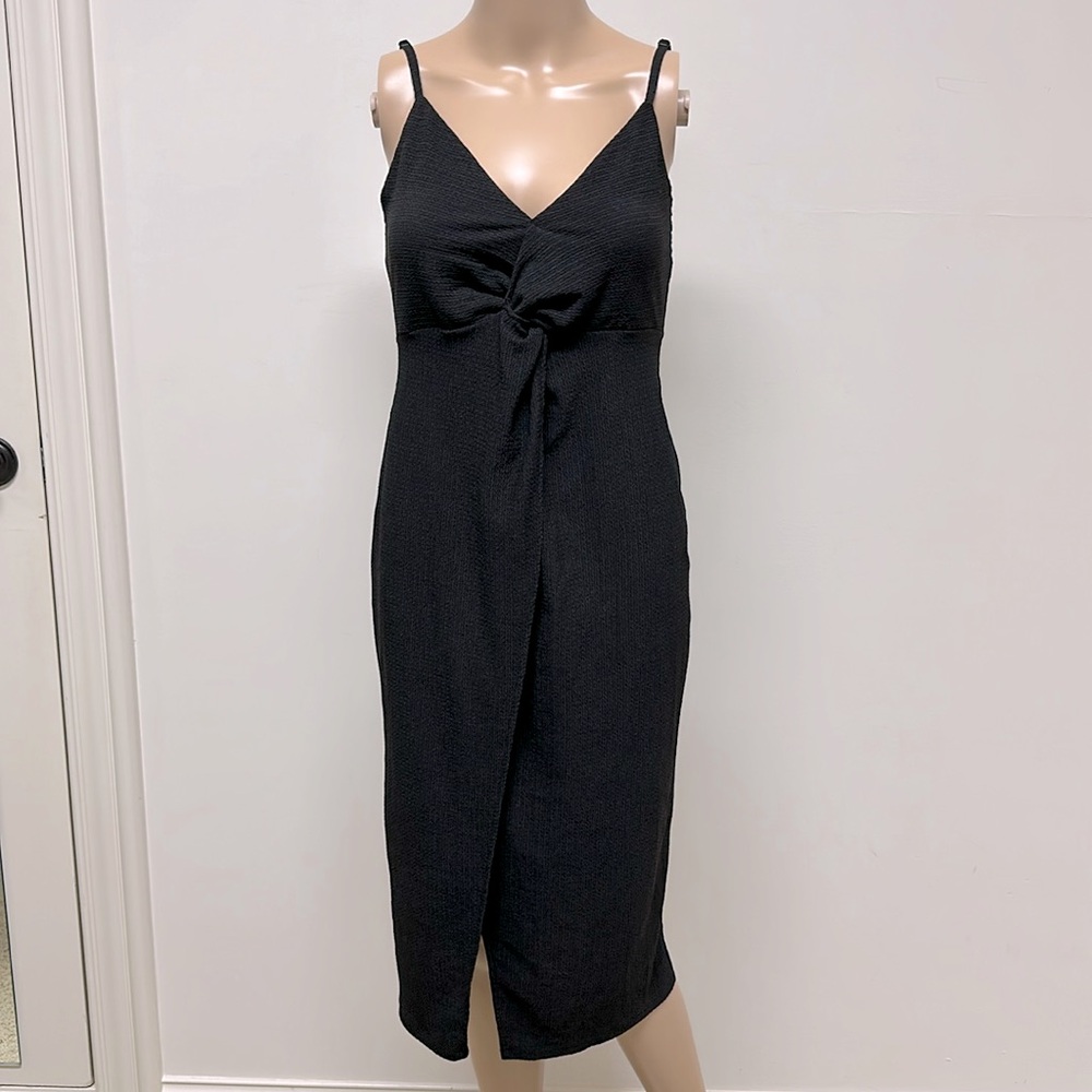 Bershka Black Spaghetti Strap Open Back Dress